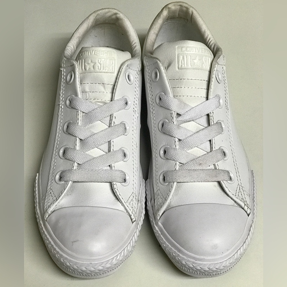 Unisex Junior 3 EU 35 White Leather CONVERSE CHUCK TAYLOR Sneakers